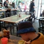 Enjoying the juice at the Pepper Cafe.
